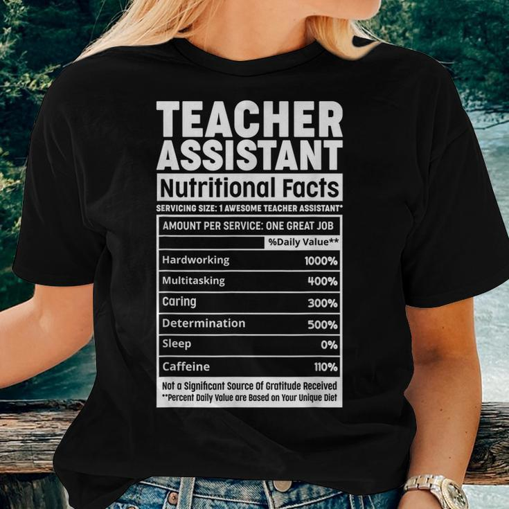 Teacher Assistant Nutritional Fact Teacher Elementary School Women T-shirt Gifts for Her