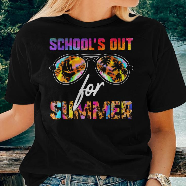 Teacher Vacation Leopard Tie Dye Schools Out For Summer Women T-shirt Gifts for Her
