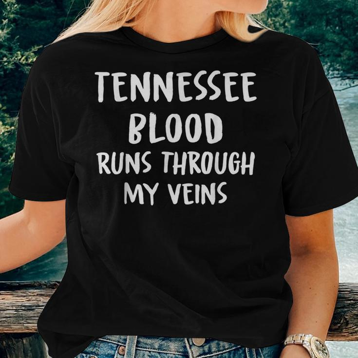 Tennessee Blood Runs Through My Veins Novelty Sarcastic Women T-shirt Gifts for Her