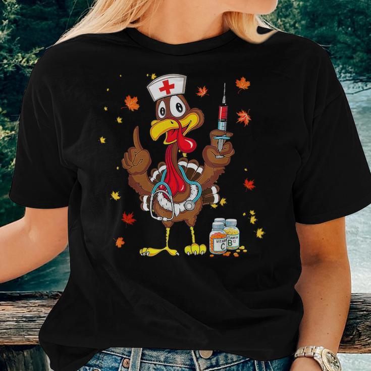 Thanksgiving Scrub Tops Turkey Nurse Holiday Nursing Women T-shirt Gifts for Her