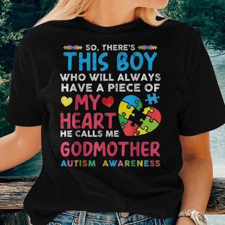Theres This Boy He Calls Me Godmother Autism Awareness Women T-shirt Gifts for Her