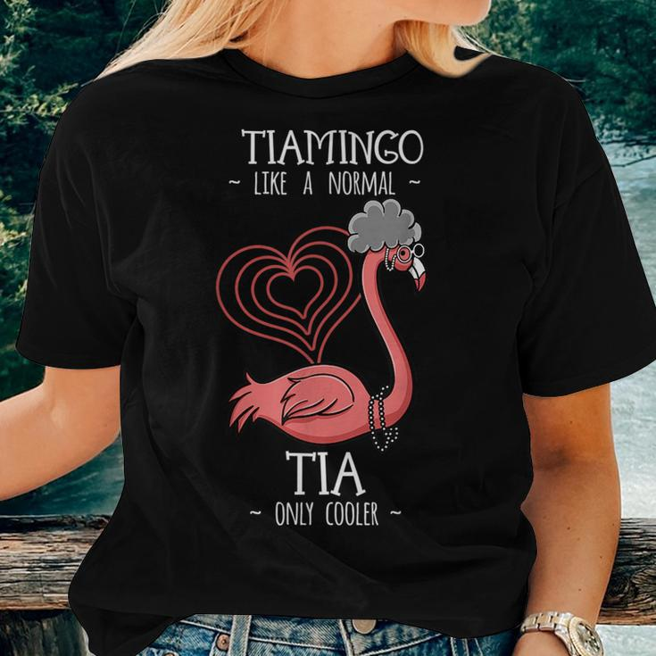 Tiamingo Tia Flamingo Lover Auntie Aunt Fauntie Tita Aunty Flamingo Women T-shirt Crewneck Gifts for Her