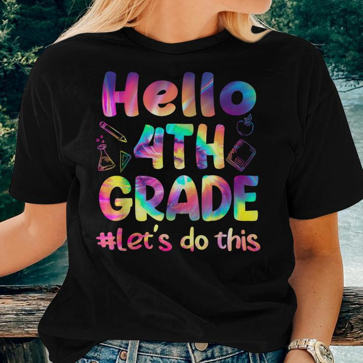 Tie Dye Hello 4Th Grade Let Do This Funny Back To School Women T-shirt Short Sleeve Graphic Gifts for Her