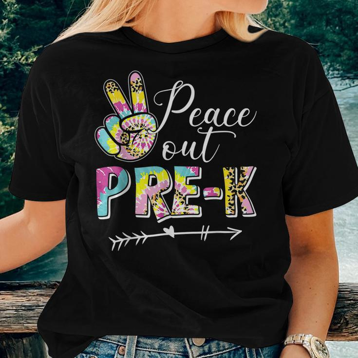 Tie Dye Peace Out Prek Last Day Of School Leopard Teacher Women T-shirt Gifts for Her
