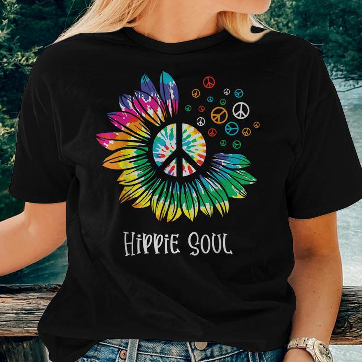 Tie Dye Sunflower Hippie Soul Hippy Peace Sign Daisy Flower Women T-shirt Gifts for Her