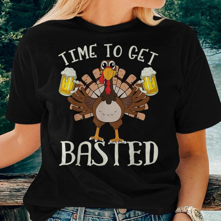 Time To Get Basted Beer Let's Get Adult Turkey Women T-shirt Gifts for Her