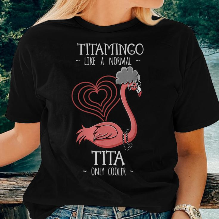 Titamingo Tita Flamingo Lover Auntie Aunt Fauntie Tia Aunty Flamingo Women T-shirt Gifts for Her