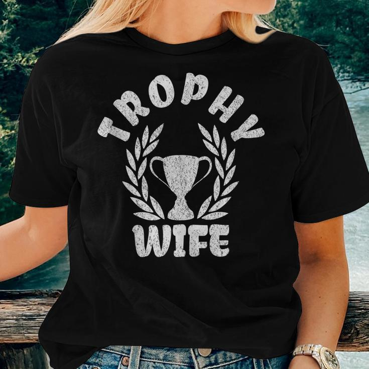 Trophy Wife Happy Woman Funny Marriage Women T-shirt Short Sleeve Graphic Gifts for Her