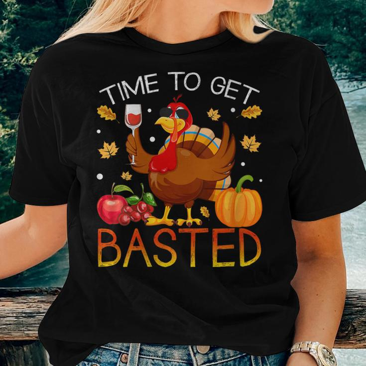Turkey Time To Get Basted Retro Happy Thanksgiving Women Women T-shirt Gifts for Her