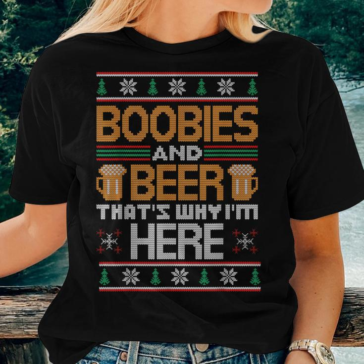 Ugly Beer Christmas Sweater Boobies And Beer Women T-shirt Gifts for Her
