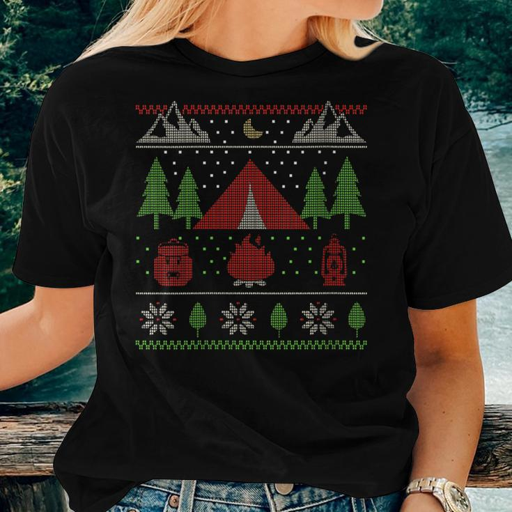 Ugly Christmas Sweater Camping Women T-shirt Gifts for Her