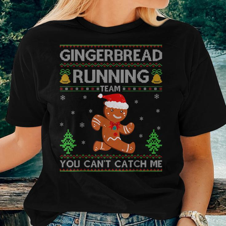 Ugly Xmas Sweater Gingerbread Running Team Christmas Women T-shirt Gifts for Her