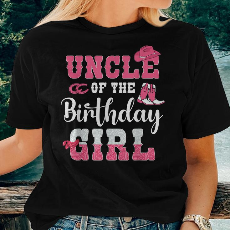 Uncle Of The Birthday Girl Western Cowgirl Themed 2Nd Bday Women T-shirt Gifts for Her