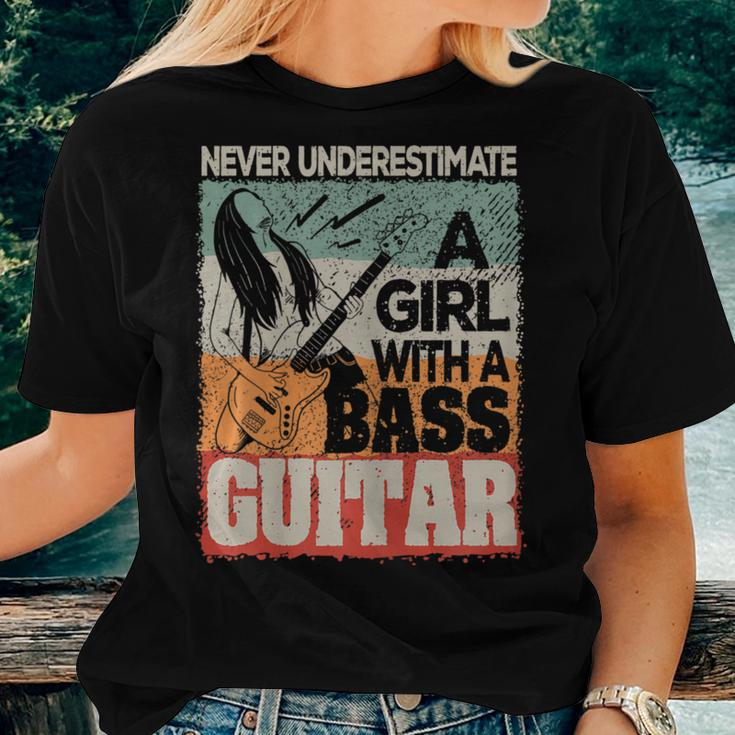 Never Underestimate A Girl With A Bass Guitar Women T-shirt Gifts for Her