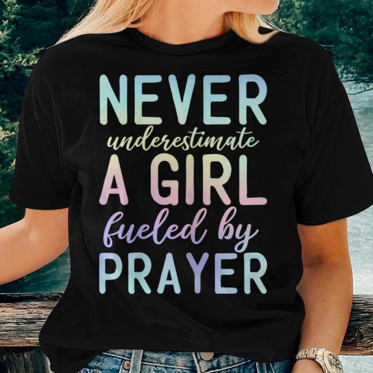 Never Underestimate A Girl Fueled By Prayer Christian Pray Women T-shirt Gifts for Her