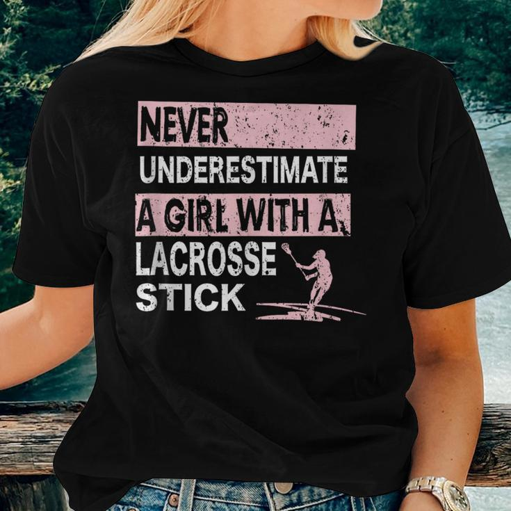 Never Underestimate A Girl With A Lacrosse Stick Idea Women T-shirt Gifts for Her
