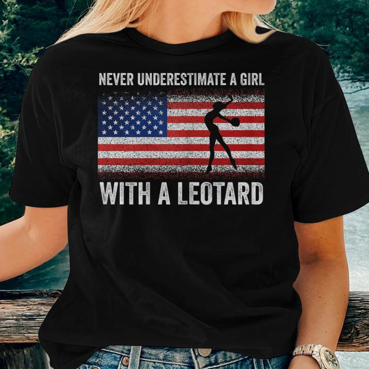 Never Underestimate A Girl With A Leotard Gymnast Women T-shirt Gifts for Her