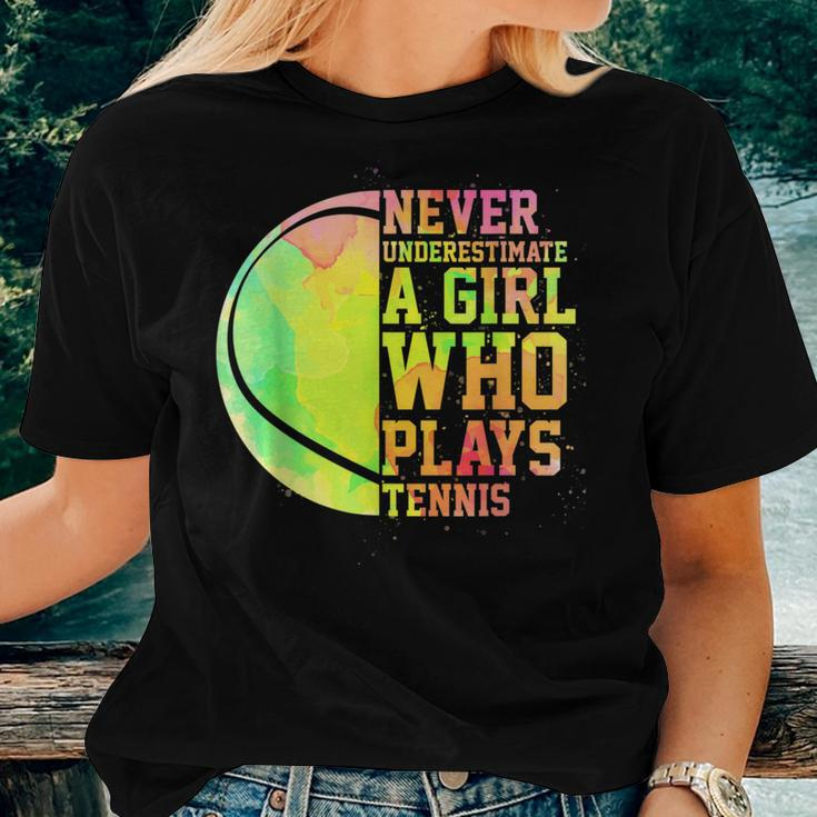 Never Underestimate A Girl Who Plays Tennis Sports Lover Women T-shirt Gifts for Her