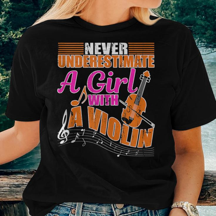 Never Underestimate A Girl With A Violin Orchestra Women T-shirt Gifts for Her