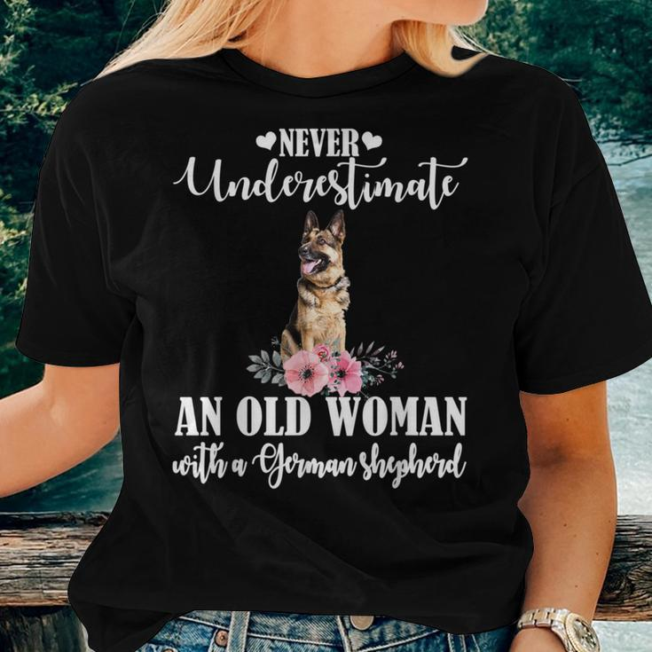 Never Underestimate An Old Woman With German Sheperd Women T-shirt Gifts for Her