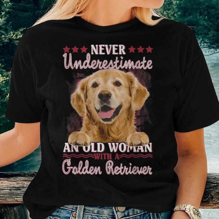 Never Underestimate An Old Woman With A Golden Retriever Women T-shirt Gifts for Her
