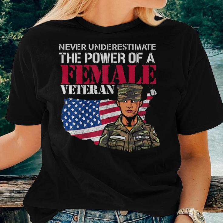 Never Underestimate The Power Of Female Veteran Cool Amazing Women T-shirt Gifts for Her