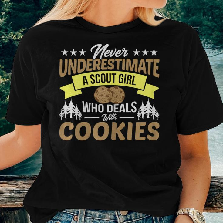Never Underestimate A Scout Girl With Cookies Women T-shirt Gifts for Her