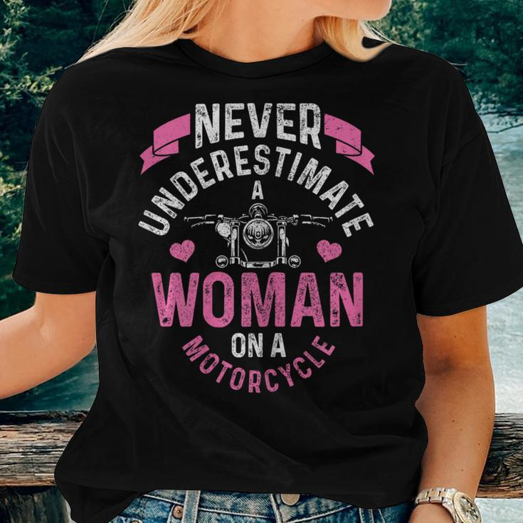 Never Underestimate A Woman Motorcycle Biker Girl Women T-shirt Gifts for Her