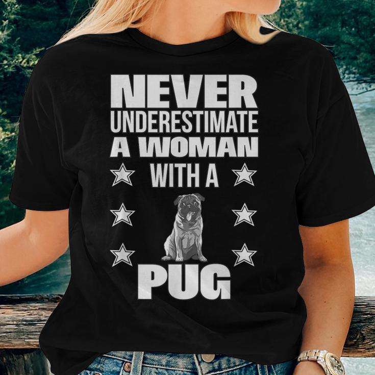 Never Underestimate A Woman With A Pug Women T-shirt Gifts for Her