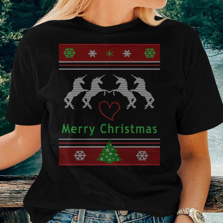 Unicorn Ugly Christmas Sweater Girls Birthday Women T-shirt Gifts for Her
