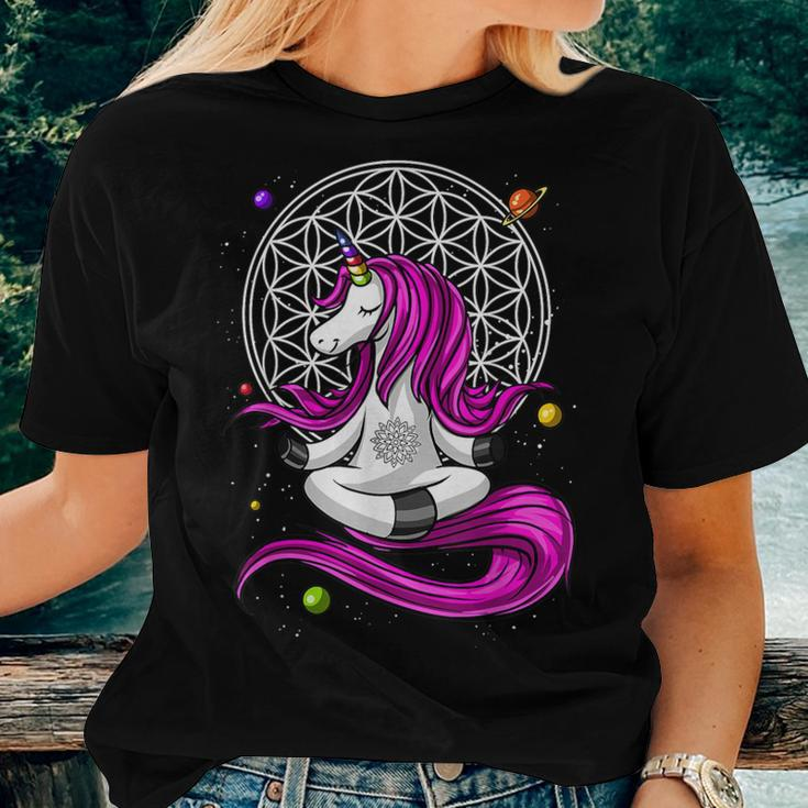 Unicorn Zen Yoga Buddha Meditation Magical Girls Women T-shirt Gifts for Her