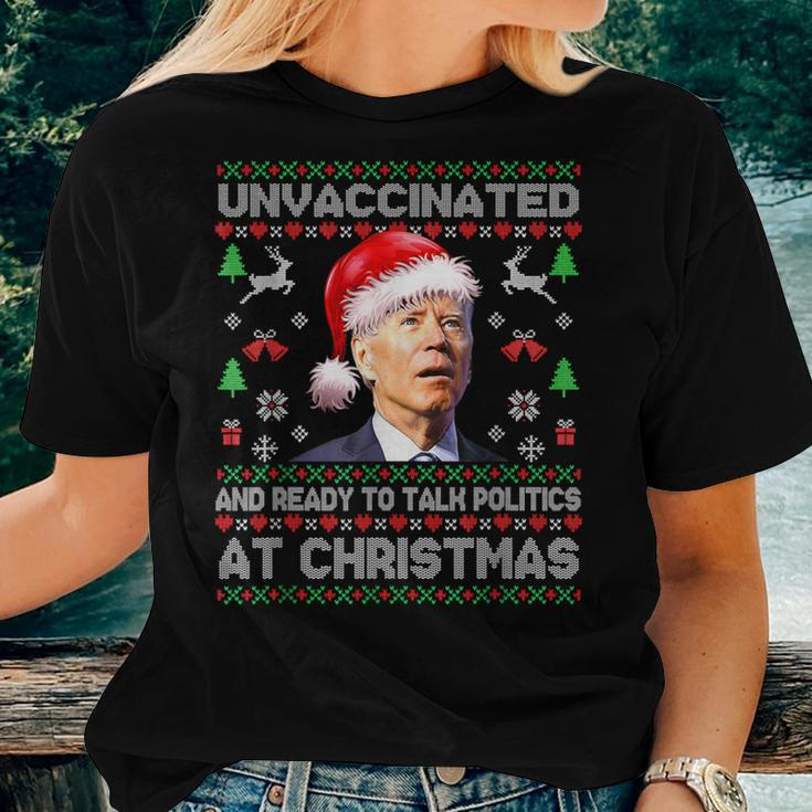 Unvaccinated And Ready To At Christmas Biden Ugly Sweater Women T-shirt Gifts for Her