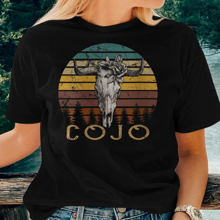 Vintage Cojo Bull Skull Flower Music 80S 90S Cowgirl Western Women T-shirt Gifts for Her