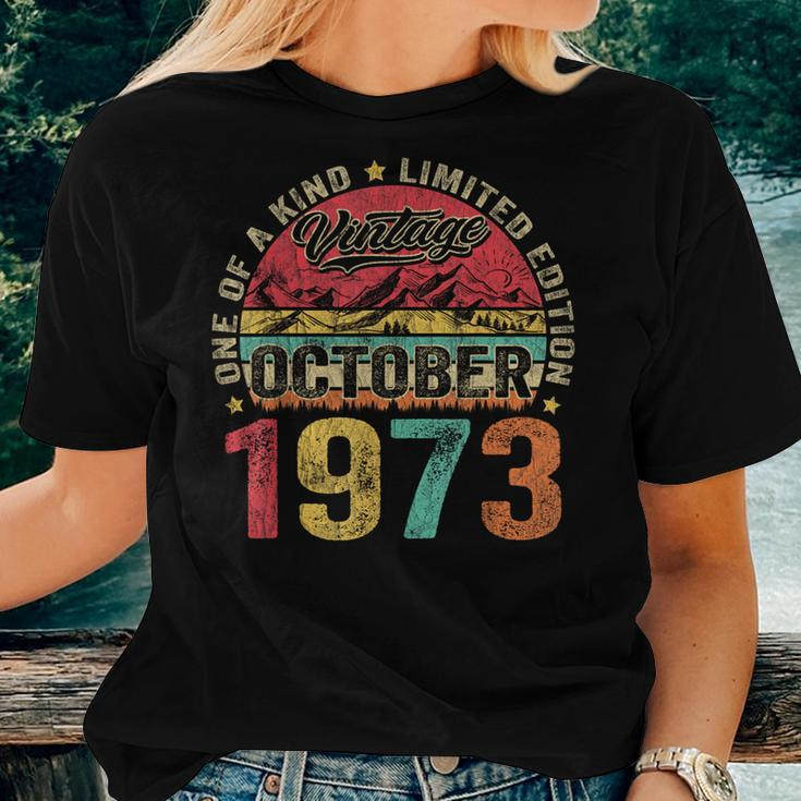 Vintage October 1973 50 Years Old 50Th Birthday Women T-shirt Gifts for Her