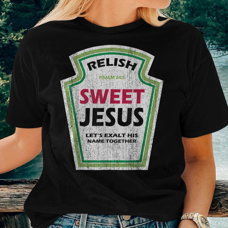 Vintage Relish Sweet Jesus Christian Parody Women T-shirt Gifts for Her
