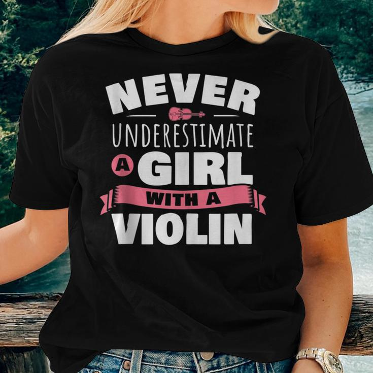 Violin Player Never Underestimate A Girl With A Violin Women T-shirt Gifts for Her