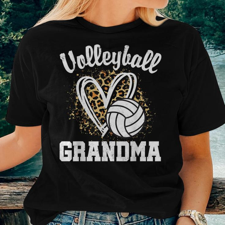 Volleyball Grandma Leopard Heart Women T-shirt Gifts for Her