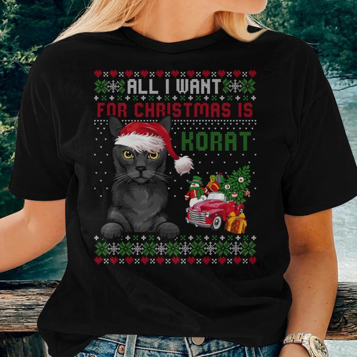 All I Want For Christmas Is Korat Cat Ugly Christmas Sweater Women T-shirt Gifts for Her