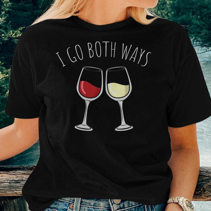 White And Red Wine I Go Both Ways Wine Lovers Holiday Women T-shirt Gifts for Her