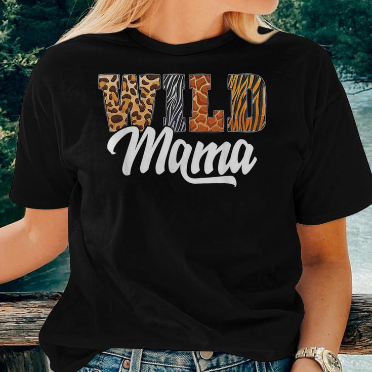 Wild Mama Mom Born Two Be Wild Safari Jungle Animal Zoo For Mom Women T-shirt Gifts for Her