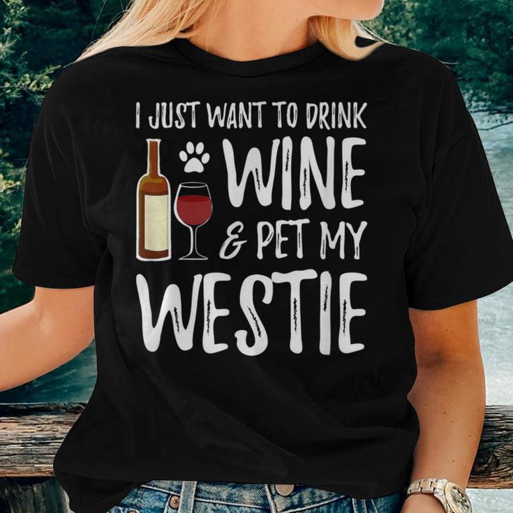 Wine And Westie Dog Mom Or Dog Dad Idea Women T-shirt Gifts for Her