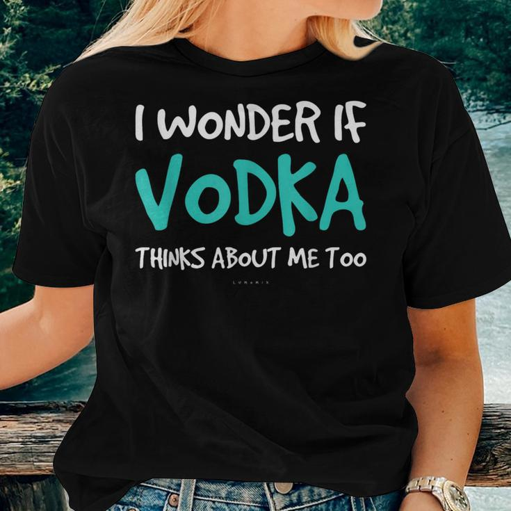 I Wonder If Vodka Drinking Alcohol Women T-shirt Gifts for Her