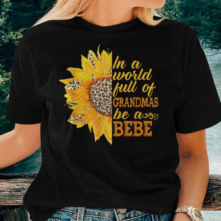 In A World Full Of Grandmas Be A Bebe Sunflower Leopard Women T-shirt Gifts for Her