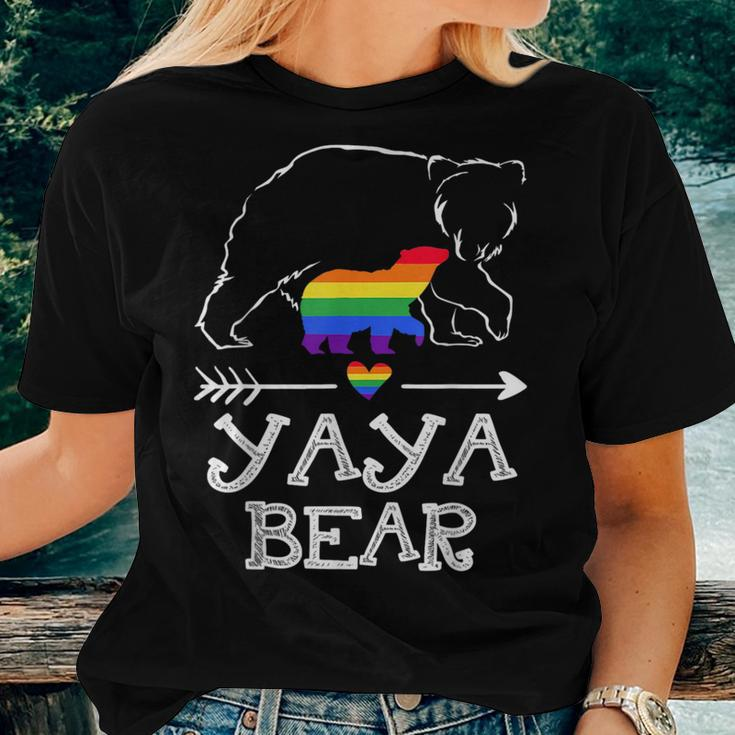 Yaya Bear Proud Mom Rainbow Flag Lgbt Pride Women T-shirt Gifts for Her