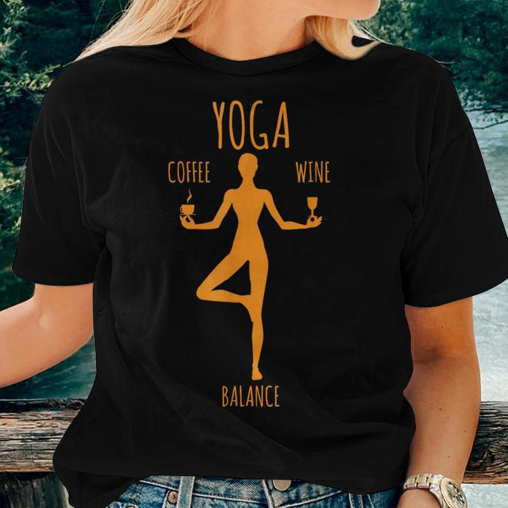 Yoga Balance Coffee & Wine Yoga Lover Women T-shirt Gifts for Her