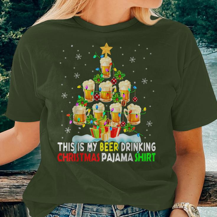 This Is My Beer Drinking Christmas Pajama Beer Drinker Women T-shirt Gifts for Her