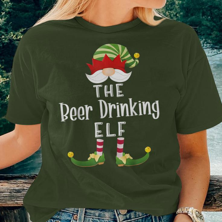 Beer Drinking Elf Group Christmas Pajama Party Women T-shirt Gifts for Her