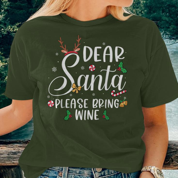 Dear Santa Please Bring Wine Christmas Family Matching Pj Women T-shirt Gifts for Her