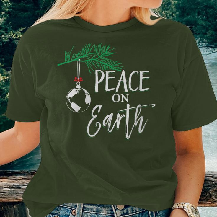 Christmas Tree Lights Ugly Sweater Peace On Earth Women T-shirt Gifts for Her