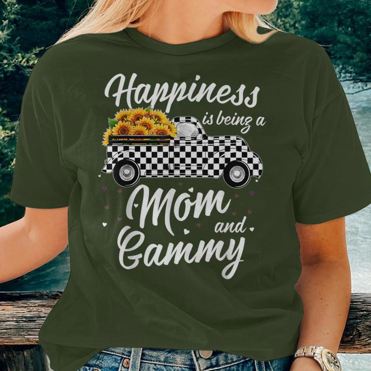 Happiness Is Being A Mom And Gammy Christmas Truck Plaid Women T-shirt Gifts for Her